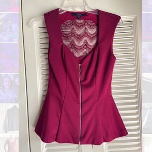 Guess Peplum Top with Heart Shape Cleavage front and Lace Cut Out Back